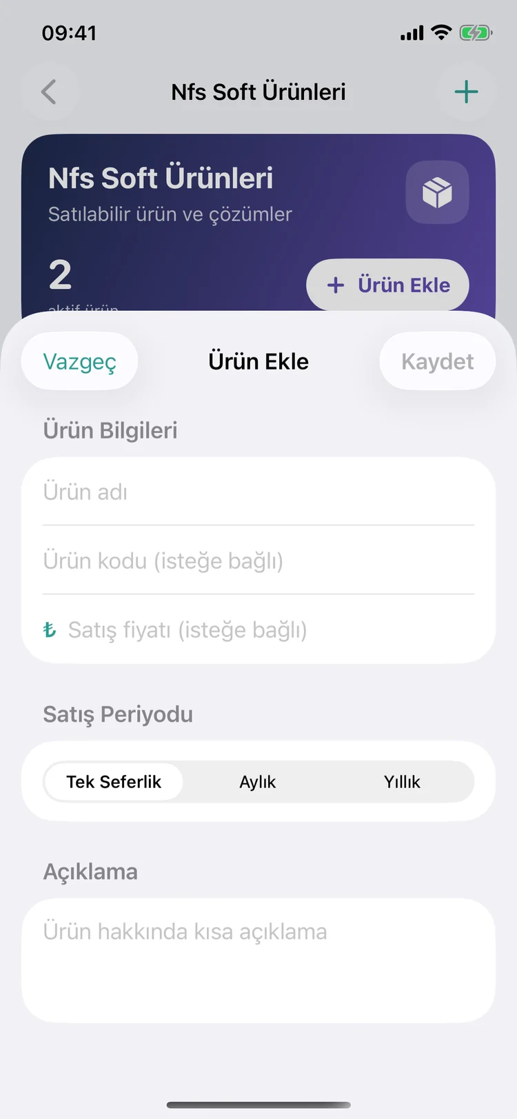 NFS Soft Yönetim — Mobil ekran 02