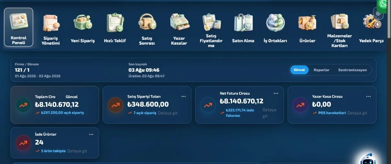 KAMA kontrol paneli