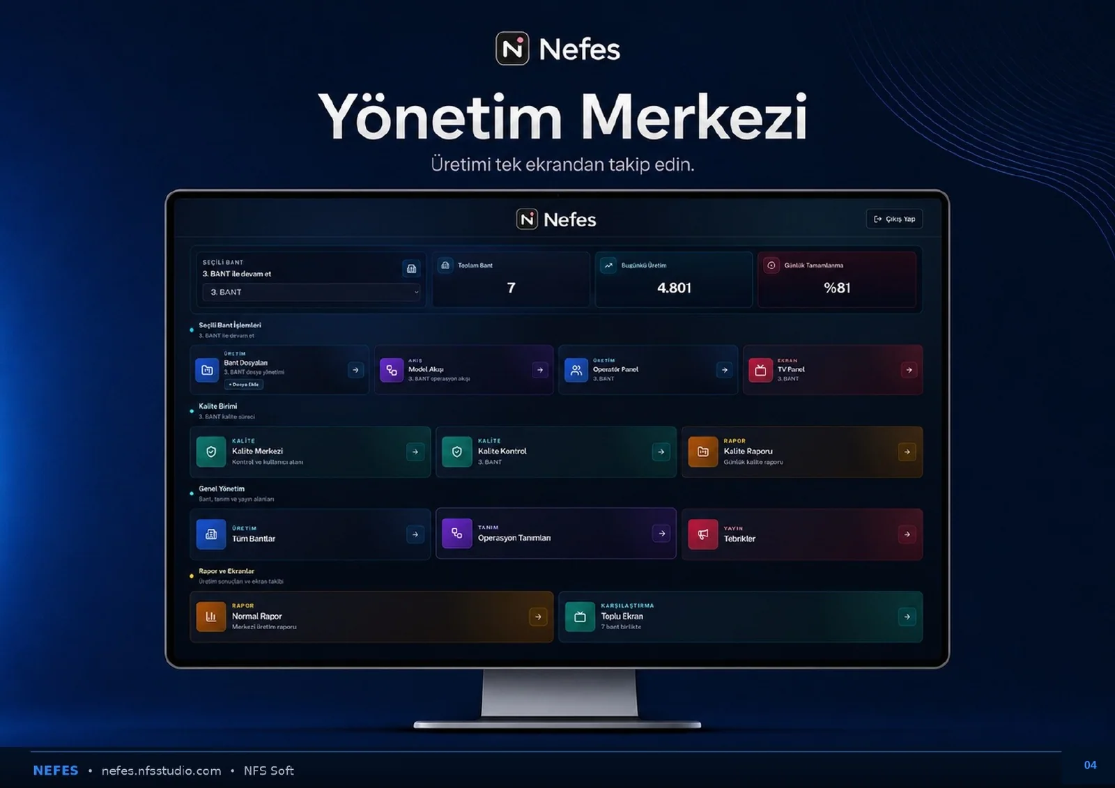 Nefes yönetim merkezi ekranı